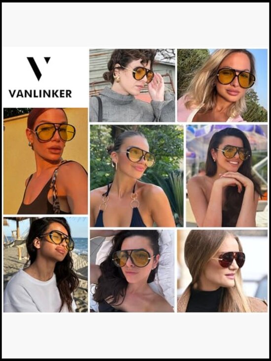 Oversized Round Aviator Sunglasses with UV400 Protection - Vintage Shield Shades main image 4